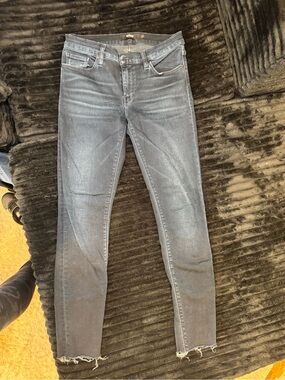 Hudson Jeans Dark Wash Skinny Raw Frayed Hem